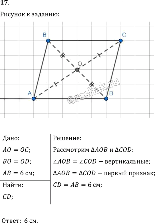 Иллюстрация к решению «Упр.17 ГДЗ Мерзляк Полонский 8 класс (Геометрия)», 1