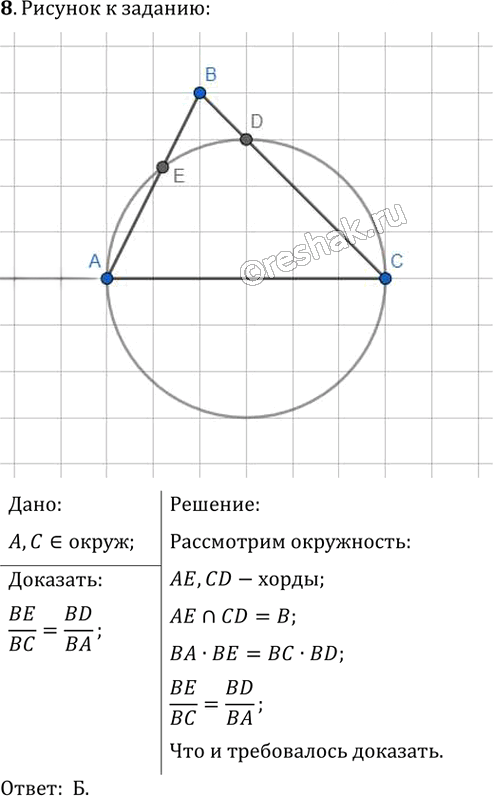 Иллюстрация к решению «Проверьте себя №2 ГДЗ Мерзляк Полонский 8 класс (Геометрия)», 6