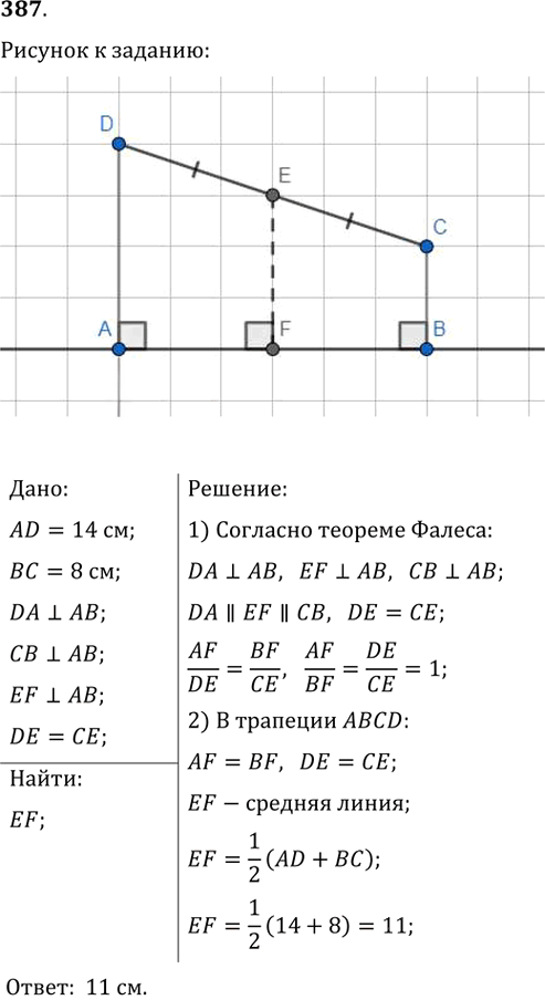 Иллюстрация к решению «Упр.387 ГДЗ Мерзляк Полонский 8 класс (Геометрия)», 1