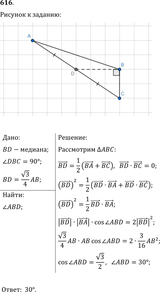 Иллюстрация к решению «Упр.616 ГДЗ Мерзляк Полонский 9 класс (Геометрия)», 1