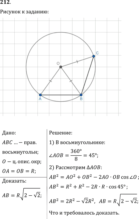 Иллюстрация к решению «Упр.212 ГДЗ Мерзляк Полонский 9 класс (Геометрия)», 1
