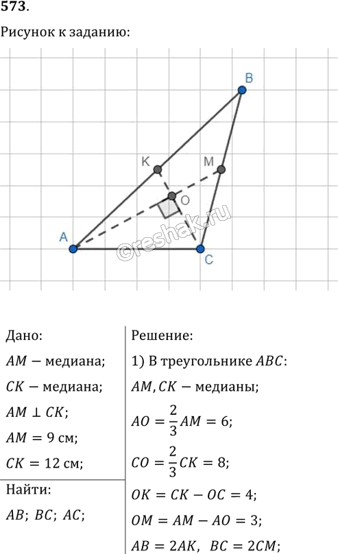 Иллюстрация к решению «Упр.573 ГДЗ Мерзляк Полонский 8 класс (Геометрия)», 1