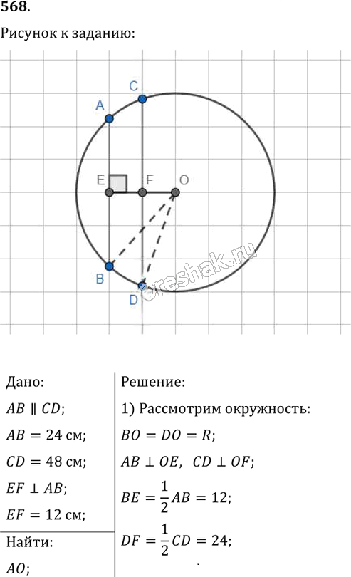 Иллюстрация к решению «Упр.568 ГДЗ Мерзляк Полонский 8 класс (Геометрия)», 1