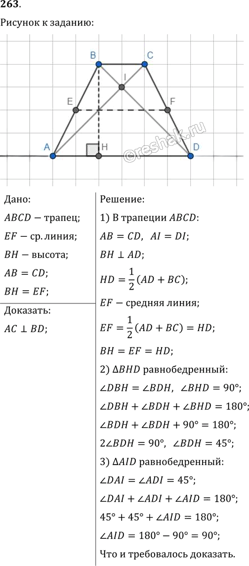 Иллюстрация к решению «Упр.263 ГДЗ Мерзляк Полонский 8 класс (Геометрия)», 1