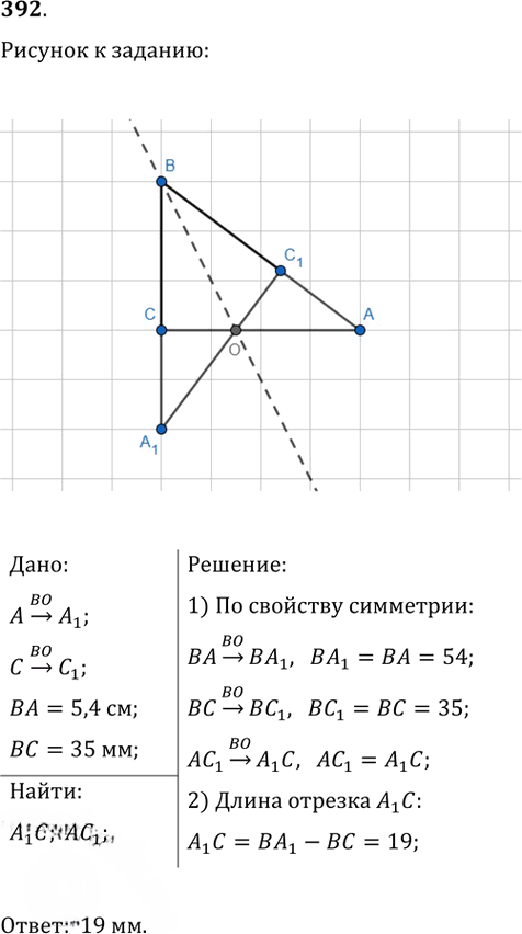 Иллюстрация к решению «Упр.392 ГДЗ Атанасян 7-9 класс по геометрии (Геометрия)», 1