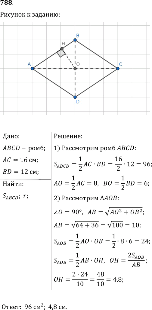 Иллюстрация к решению «Упр.788 ГДЗ Мерзляк Полонский 9 класс (Геометрия)», 1