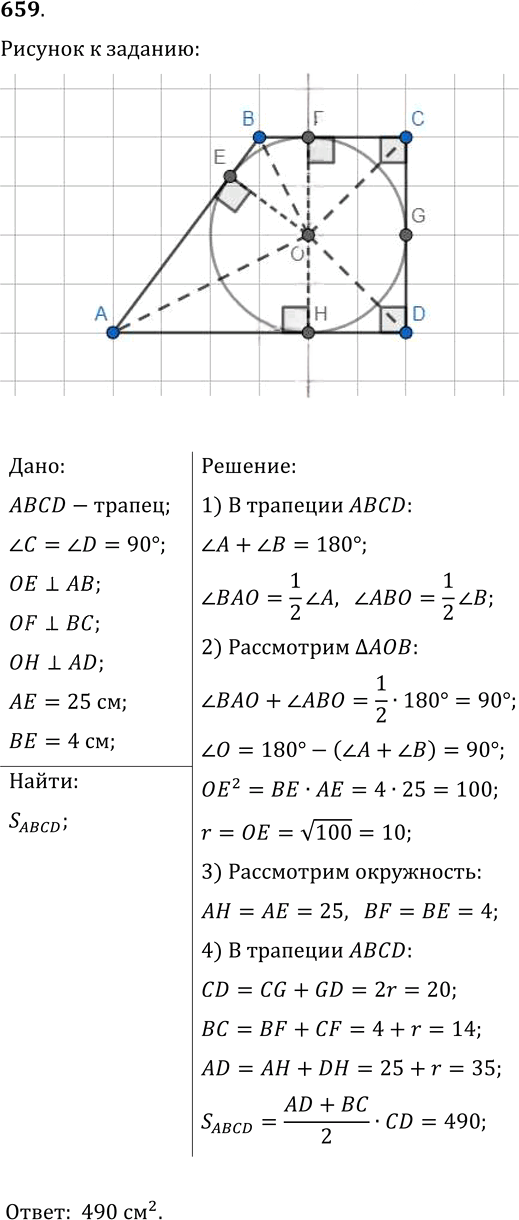 Иллюстрация к решению «Упр.659 ГДЗ Мерзляк Полонский 9 класс (Геометрия)», 1
