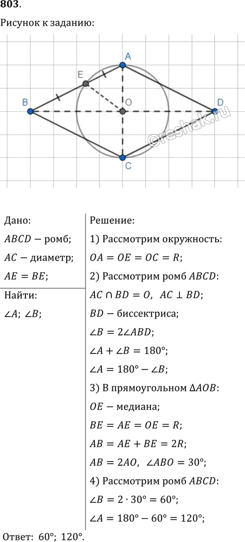 Иллюстрация к решению «Упр.803 ГДЗ Мерзляк Полонский 8 класс (Геометрия)», 1