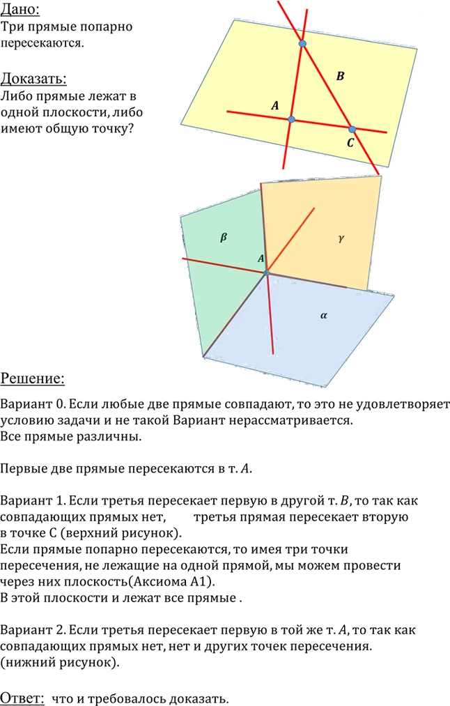 Иллюстрация к решению «Упр.15 ГДЗ Атанасян 10-11 класс по геометрии (Геометрия)», 1