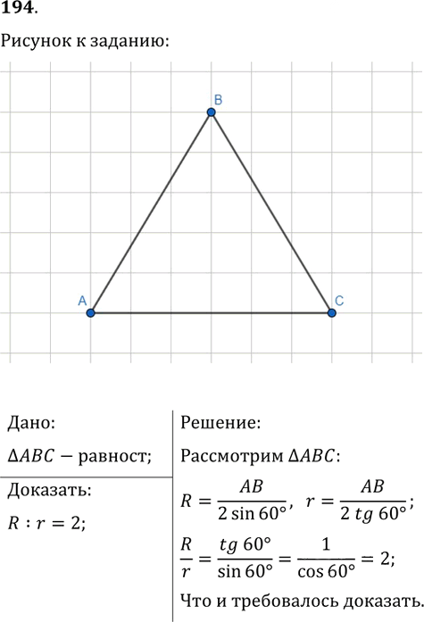 Иллюстрация к решению «Упр.194 ГДЗ Мерзляк Полонский 9 класс (Геометрия)», 1