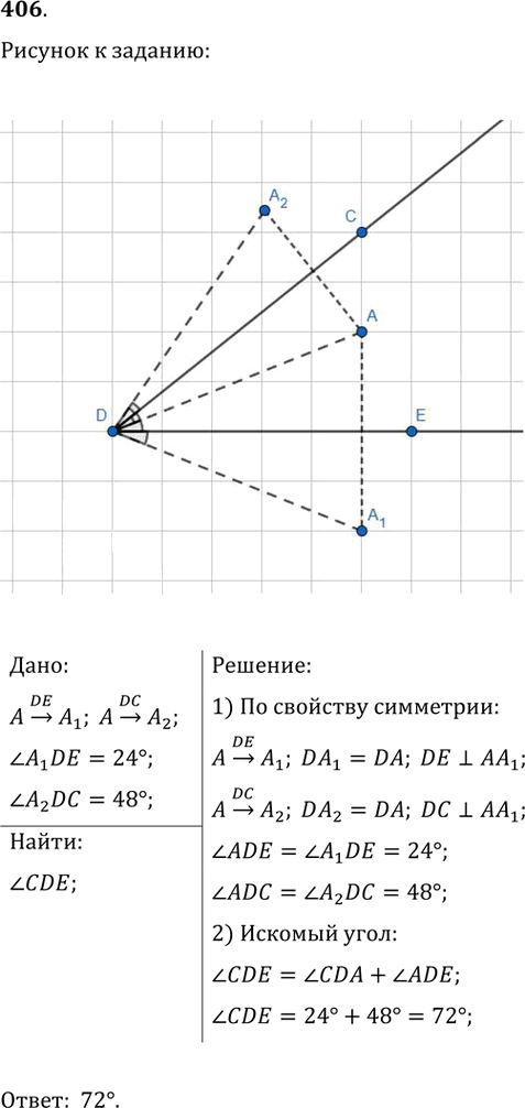 Иллюстрация к решению «Упр.406 ГДЗ Атанасян 7-9 класс по геометрии (Геометрия)», 1
