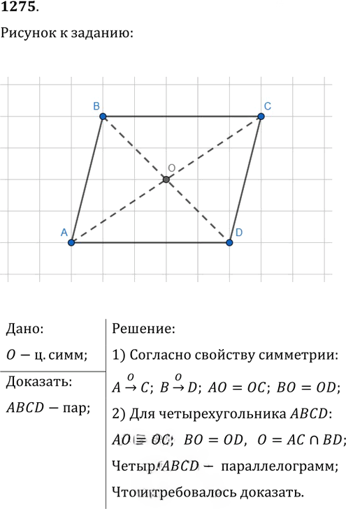 Иллюстрация к решению «Упр.1275 ГДЗ Атанасян 7-9 класс по геометрии (Геометрия)», 1