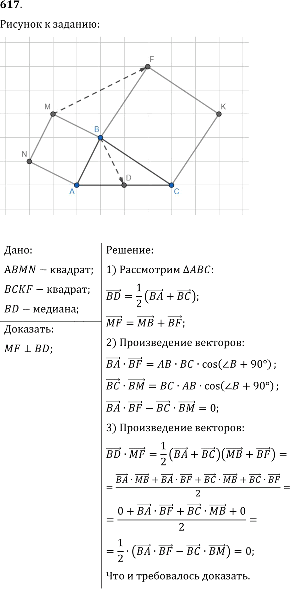 Иллюстрация к решению «Упр.617 ГДЗ Мерзляк Полонский 9 класс (Геометрия)», 1