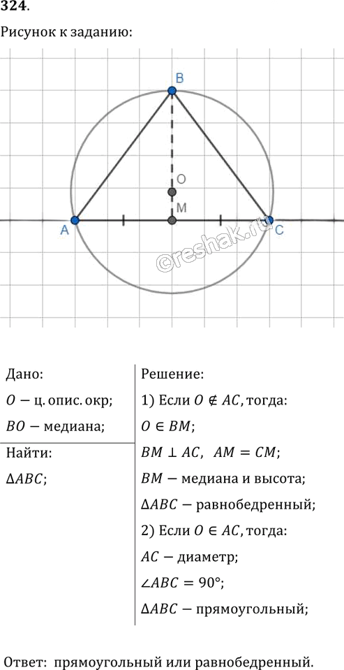 Иллюстрация к решению «Упр.324 ГДЗ Мерзляк Полонский 8 класс (Геометрия)», 1
