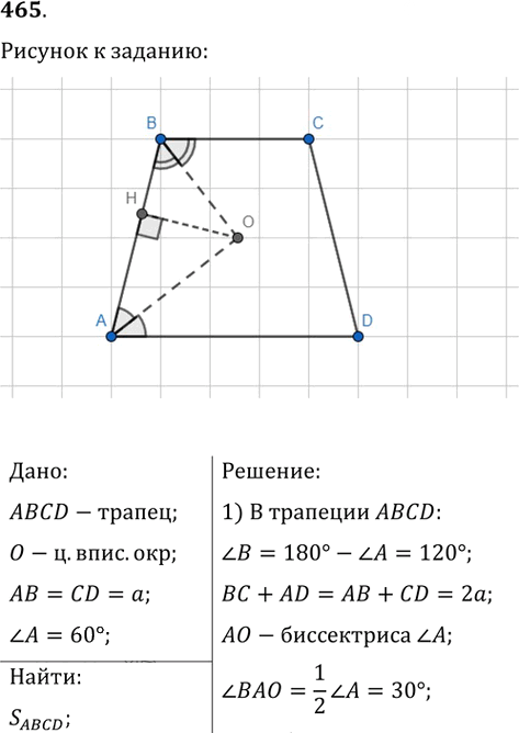 Иллюстрация к решению «Упр.465 ГДЗ Мерзляк Полонский 9 класс (Геометрия)», 1