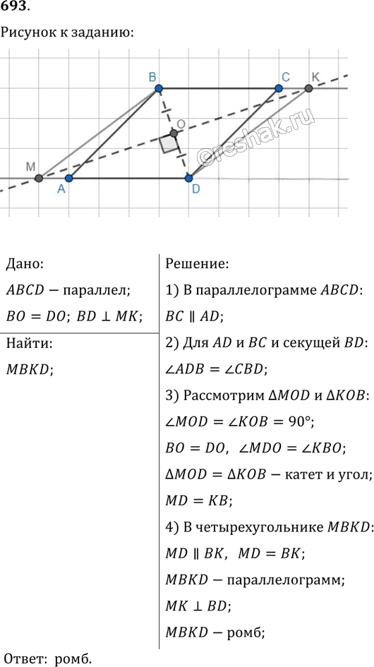 Иллюстрация к решению «Упр.693 ГДЗ Мерзляк Полонский 8 класс (Геометрия)», 1