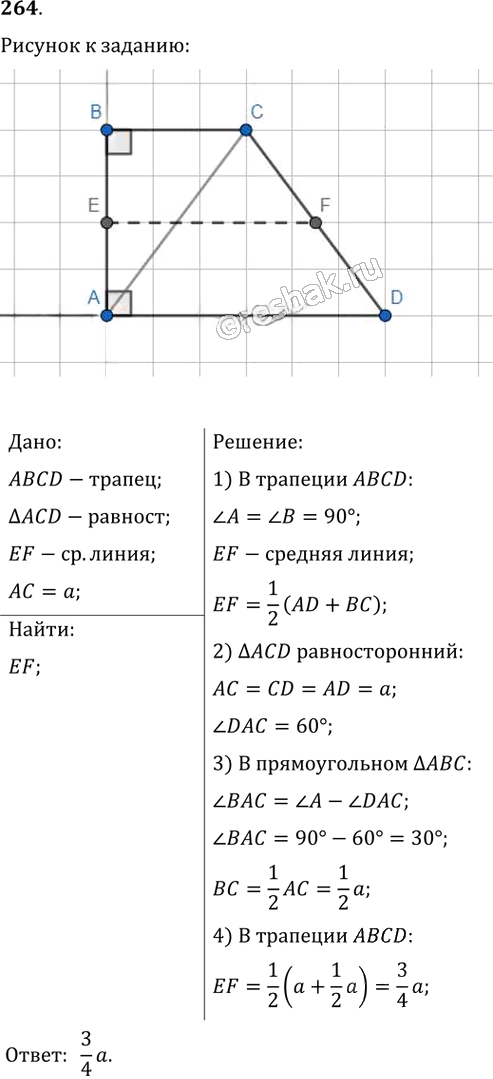 Иллюстрация к решению «Упр.264 ГДЗ Мерзляк Полонский 8 класс (Геометрия)», 1