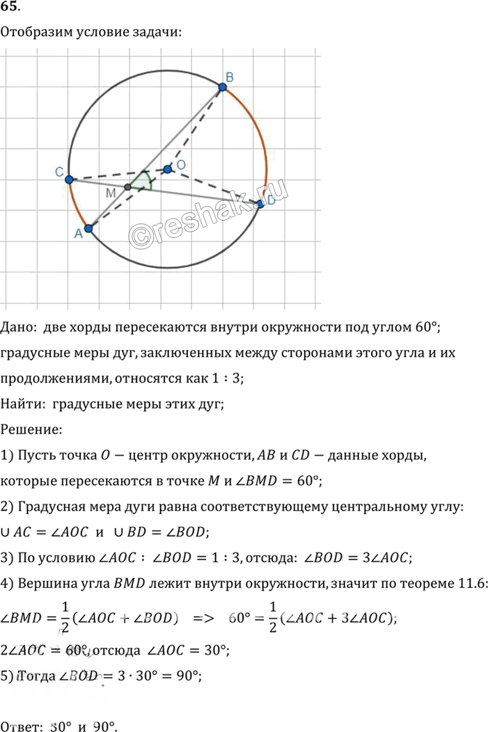 Иллюстрация к решению «Упр.11.65 ГДЗ Погорелов 7-9 класс (Геометрия)», 1