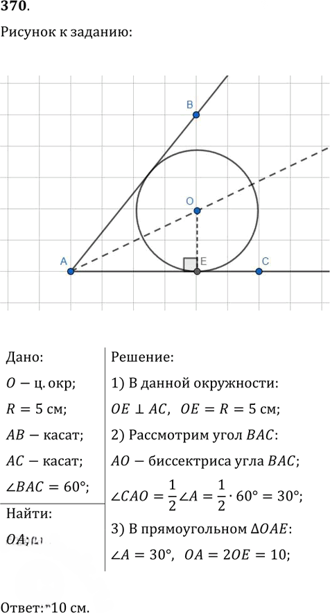 Иллюстрация к решению «Упр.370 ГДЗ Атанасян 7-9 класс по геометрии (Геометрия)», 1