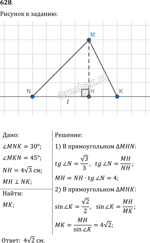 Иллюстрация к решению «Упр.628 ГДЗ Мерзляк Полонский 8 класс (Геометрия)», 1