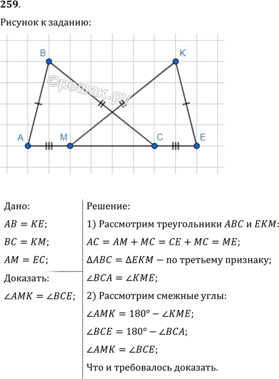 Иллюстрация к решению «Упр.259 ГДЗ Мерзляк Полонский 7 класс (Геометрия)», 1