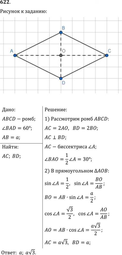 Иллюстрация к решению «Упр.622 ГДЗ Мерзляк Полонский 8 класс (Геометрия)», 1