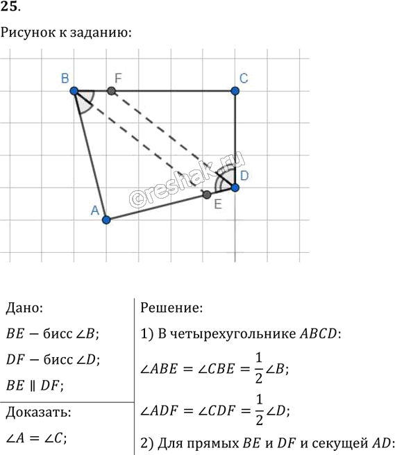 Иллюстрация к решению «Упр.25 ГДЗ Мерзляк Полонский 8 класс (Геометрия)», 1