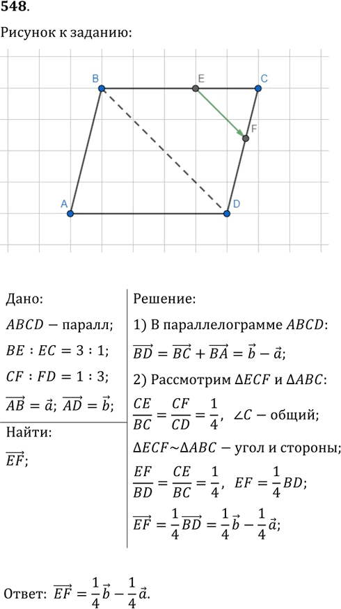 Иллюстрация к решению «Упр.548 ГДЗ Мерзляк Полонский 9 класс (Геометрия)», 1