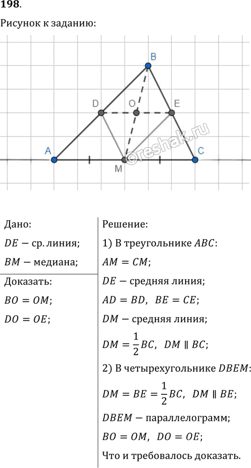 Иллюстрация к решению «Упр.198 ГДЗ Мерзляк Полонский 8 класс (Геометрия)», 1