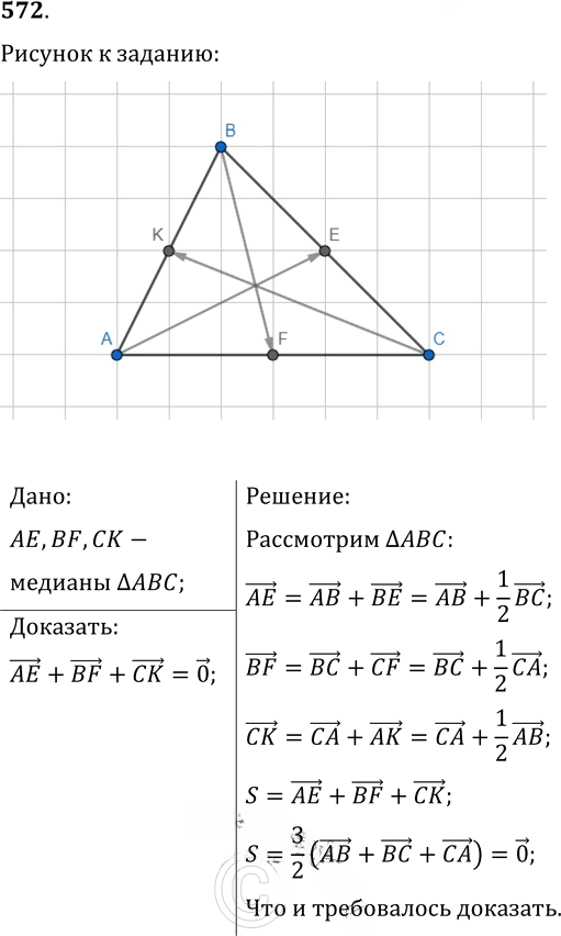Иллюстрация к решению «Упр.572 ГДЗ Мерзляк Полонский 9 класс (Геометрия)», 1