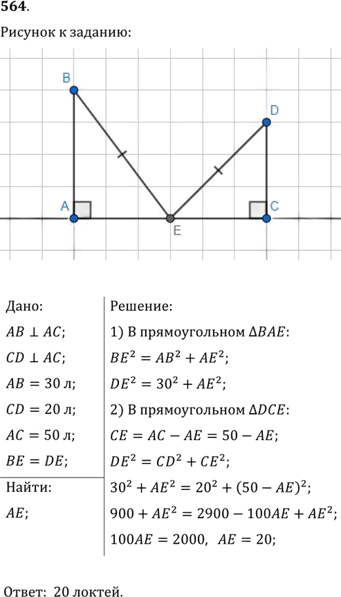 Иллюстрация к решению «Упр.564 ГДЗ Мерзляк Полонский 8 класс (Геометрия)», 1