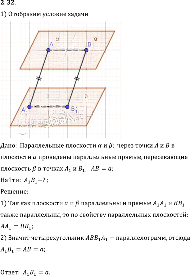 Иллюстрация к решению «Упр.32 Раздел 2 ГДЗ Погорелов 10-11 класс по геометрии (Геометрия)», 1