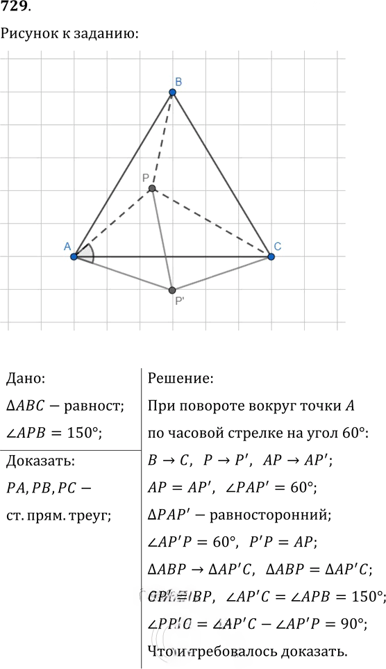 Иллюстрация к решению «Упр.729 ГДЗ Мерзляк Полонский 9 класс (Геометрия)», 1