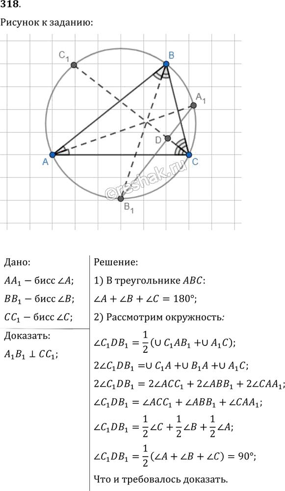 Иллюстрация к решению «Упр.318 ГДЗ Мерзляк Полонский 8 класс (Геометрия)», 1