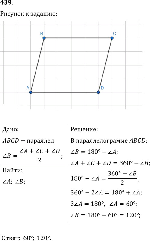 Иллюстрация к решению «Упр.439 ГДЗ Мерзляк Полонский 9 класс (Геометрия)», 1